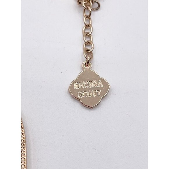 Kendra Scott Rayne Tassel Pendant Necklace In Rose Gold Tone In Peach Illusion - Picture 5 of 6